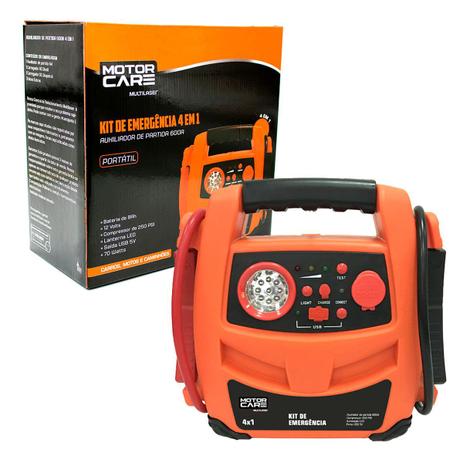 Kit Emergêncial Automotivo Multilaser, Aux. de Partida, Compressor, Carregador, LED, USB - AU621 Menor preço em Kit Emergêncial Automotivo Multilaser, Aux. de Partida, Compressor, Carregador, LED, USB - AU621