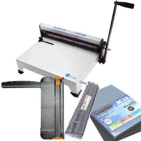 Kit Encadernadora Espiramatic + Refiladora RCM5 + Insumos - Lassane Menor preço em Kit Encadernadora Espiramatic + Refiladora RCM5 + Insumos - Lassane
