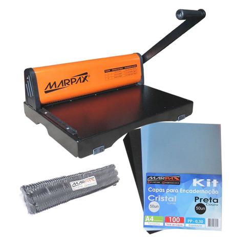 Kit Encadernadora PMX-15 + 100 Capas e 100 Espirais 17mm - Marpax Menor preço em Kit Encadernadora PMX-15 + 100 Capas e 100 Espirais 17mm - Marpax