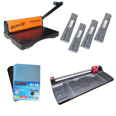 Kit Encadernadora PMX-15 + Refiladora Menno 4x1 + Insumos - Marpax Menor preço em Kit Encadernadora PMX-15 + Refiladora Menno 4x1 + Insumos - Marpax