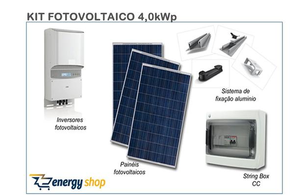 Kit Energia Solar Grid Tie 4,0 kW Instalado - Energy shop Menor preço em Kit Energia Solar Grid Tie 4,0 kW Instalado - Energy shop