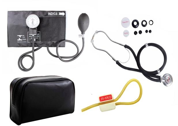 Kit Enfermagem: Aparelho de Pressão com Estetoscópio Rappaport Preto Premium + Garrote JRMED Menor preço em Kit Enfermagem: Aparelho de Pressão com Estetoscópio Rappaport Preto Premium + Garrote JRMED