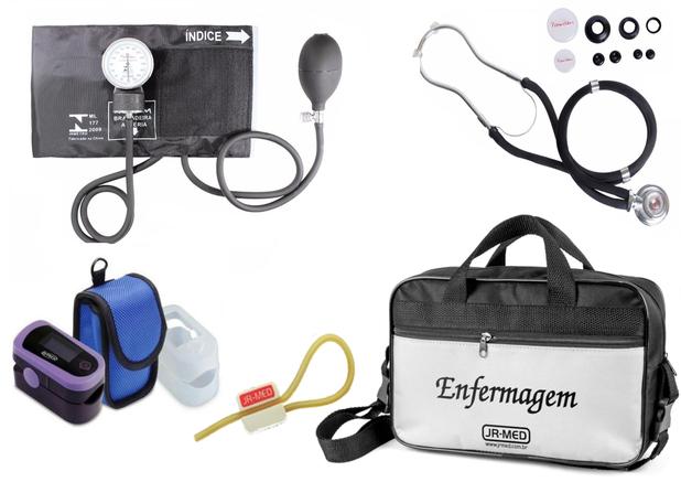 Kit Enfermagem: Aparelho de Pressão com Estetoscópio Rappaport Preto Premium + Oxímetro - G-Tech + Bolsa JRMED Menor preço em Kit Enfermagem: Aparelho de Pressão com Estetoscópio Rappaport Preto Premium + Oxímetro - G-Tech + Bolsa JRMED