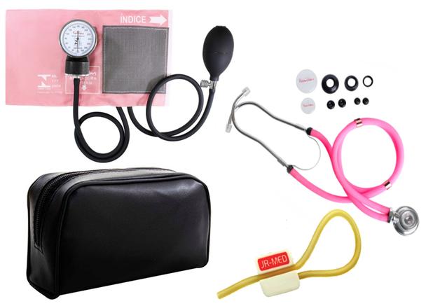 Kit Enfermagem: Aparelho de Pressão com Estetoscópio Rappaport Rosa Premium + Garrote JRMED Menor preço em Kit Enfermagem: Aparelho de Pressão com Estetoscópio Rappaport Rosa Premium + Garrote JRMED