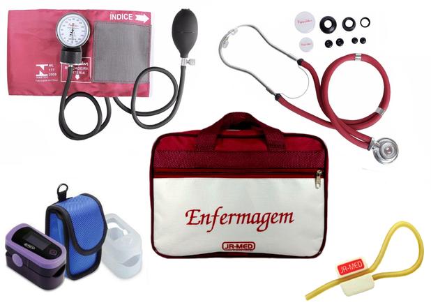 Kit Enfermagem: Aparelho de Pressão com Estetoscópio Rappaport Vinho Premium + Oxímetro - G-Tech + Bolsa JRMED Menor preço em Kit Enfermagem: Aparelho de Pressão com Estetoscópio Rappaport Vinho Premium + Oxímetro - G-Tech + Bolsa JRMED