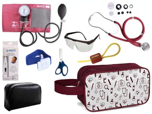 Kit Enfermagem Aparelho Pressão com Estetoscópio Premium Vinho Completo + Necessaire Menor preço em Kit Enfermagem Aparelho Pressão com Estetoscópio Premium Vinho Completo + Necessaire