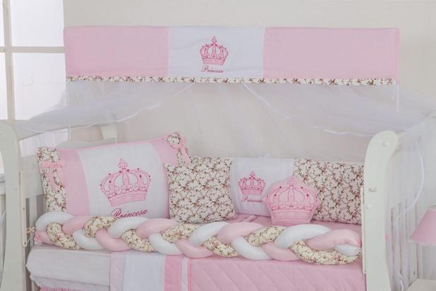 Kit Enxoval Bebê Para Berço Coroa Rosa Menina 12 Peças - Bia Baby Menor preço em Kit Enxoval Bebê Para Berço Coroa Rosa Menina 12 Peças - Bia Baby