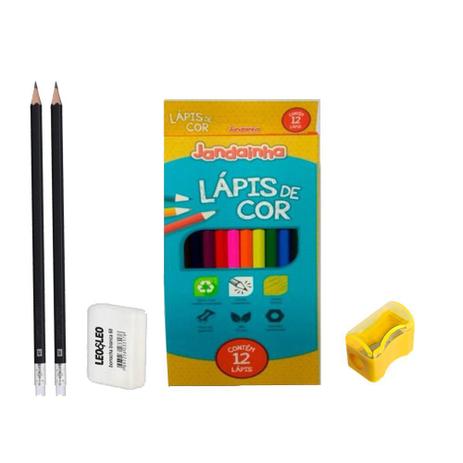 Kit Escola: 2 Lápis + Apontador + Borracha + Lápis Colorido - Art school Menor preço em Kit Escola: 2 Lápis + Apontador + Borracha + Lápis Colorido - Art school