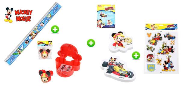 Kit escolar apontador borracha adesivo régua mickey - Etipel Menor preço em Kit escolar apontador borracha adesivo régua mickey - Etipel