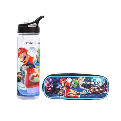 Kit Escolar Estojo Duplo + Garrafa DMW Mario Kart (11519+11521) Menor preço em Kit Escolar Estojo Duplo + Garrafa DMW Mario Kart (11519+11521)