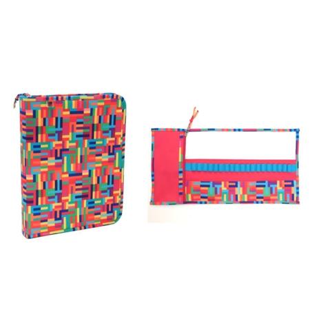Kit Escolar Fichário Estojo Rolo 21 Divisorias Colorido 2Pçs - Trousses Menor preço em Kit Escolar Fichário Estojo Rolo 21 Divisorias Colorido 2Pçs - Trousses