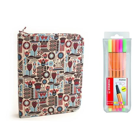 Kit Escolar Fichário Tribal C/5 Canetas Stabilo Point Neon - Trousses e stabilo Menor preço em Kit Escolar Fichário Tribal C/5 Canetas Stabilo Point Neon - Trousses e stabilo