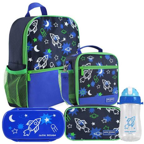 Kit Escolar Foguete Mochila-Lancheira-estojo-garrafa-marmita - Jacki design Menor preço em Kit Escolar Foguete Mochila-Lancheira-estojo-garrafa-marmita - Jacki design