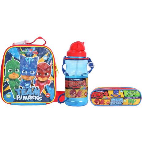Kit Escolar Lancheira + Estojo + Cantil DMW PJ Masks Team (11175+11552+11557) Menor preço em Kit Escolar Lancheira + Estojo + Cantil DMW PJ Masks Team (11175+11552+11557)