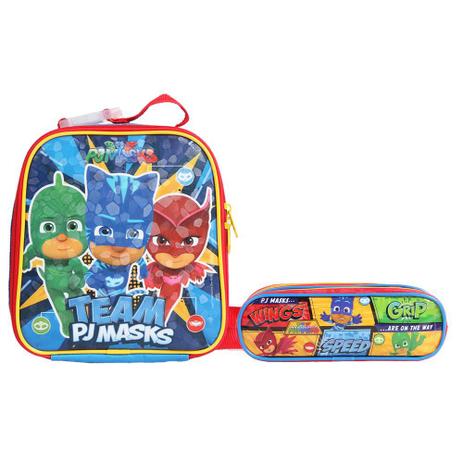 Kit Escolar Lancheira + Estojo Triplo DMW PJ Masks Team (11552+11557) Menor preço em Kit Escolar Lancheira + Estojo Triplo DMW PJ Masks Team (11552+11557)