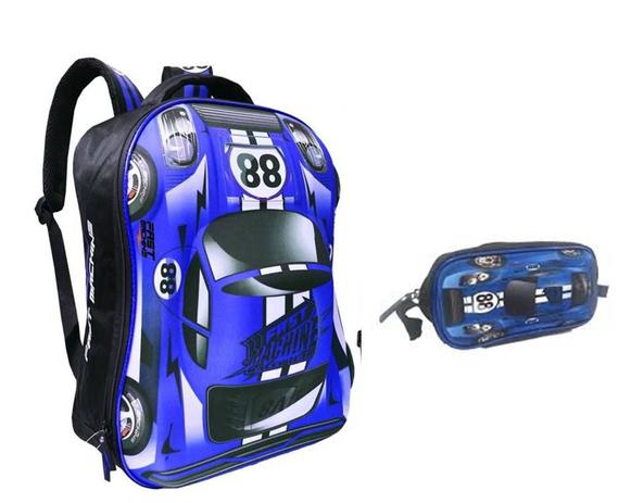 Kit Escolar Mochila de Costas + Estojo Fast Machine 3D Clio Style - Azul Menor preço em Kit Escolar Mochila de Costas + Estojo Fast Machine 3D Clio Style - Azul