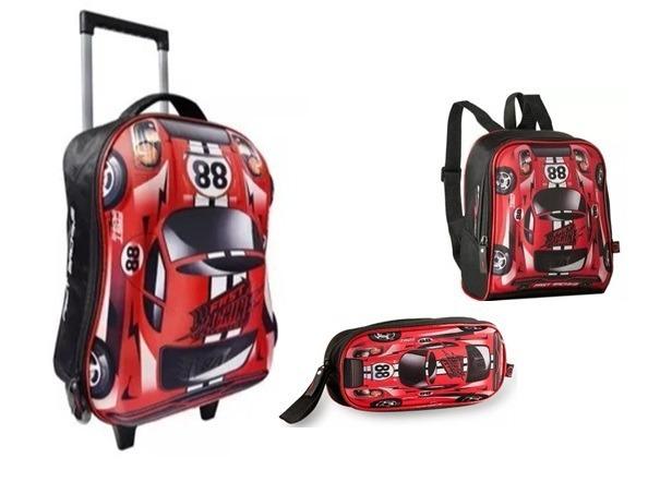 Kit Escolar Mochila de Rodinhas + Lancheira + Estojo Fast Machine 3D Clio Style - Vermelho Menor preço em Kit Escolar Mochila de Rodinhas + Lancheira + Estojo Fast Machine 3D Clio Style - Vermelho