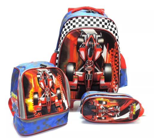Kit Escolar Mochila Infantil com Rodinhas Carro Swiss Move Team Wheels 3d Azul - Rossie Menor preço em Kit Escolar Mochila Infantil com Rodinhas Carro Swiss Move Team Wheels 3d Azul - Rossie