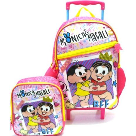 KIT ESCOLAR (mochila rodinha + lancheira) Monica e Magali - Pacific Menor preço em KIT ESCOLAR (mochila rodinha + lancheira) Monica e Magali - Pacific