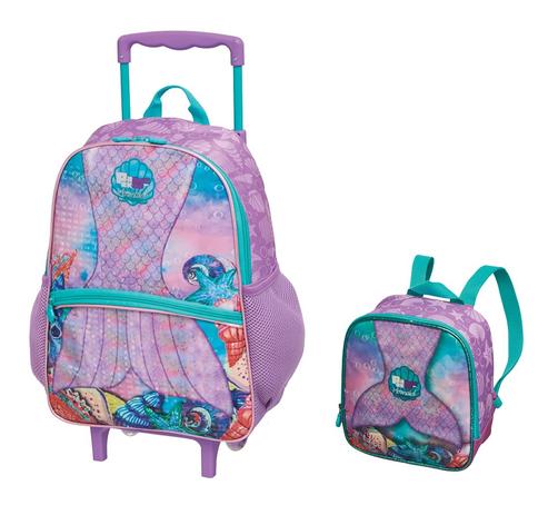 Kit escolar pack me mermaid mochilete + lancheira - pacific Menor preço em Kit escolar pack me mermaid mochilete + lancheira - pacific