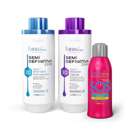 Kit Escova Semi Definitiva Zero 2x1L com Reconstrutor SOS Forever Liss