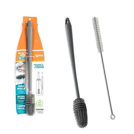 Kit escovas p/ limpar garrafas lavar mamadeiras e canudos - Top Clean Menor preço em Kit escovas p/ limpar garrafas lavar mamadeiras e canudos - Top Clean