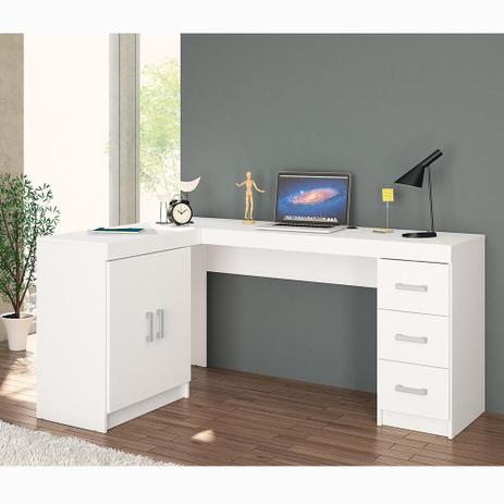 Kit Escritório Espanha c/ Prateleira 2 Portas e 3 Gavetas Branco - Politorno Menor preço em Kit Escritório Espanha c/ Prateleira 2 Portas e 3 Gavetas Branco - Politorno