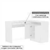 Kit Escritório Portugal com 2 portas e 2 gavetas - Branco - Politorno Menor preço em Kit Escritório Portugal com 2 portas e 2 gavetas - Branco - Politorno