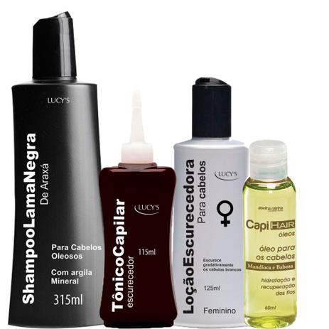Kit escurecedor loção shampoo tônico capilar cabelo feminino - Lucy's Menor preço em Kit escurecedor loção shampoo tônico capilar cabelo feminino - Lucy's