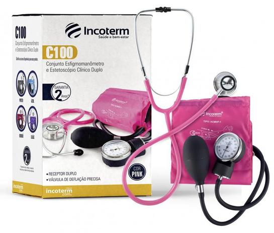 Kit Esfigmomanômetro + Esteto Duplo + Bolsa Incoterm Rosa Pink Menor preço em Kit Esfigmomanômetro + Esteto Duplo + Bolsa Incoterm Rosa Pink