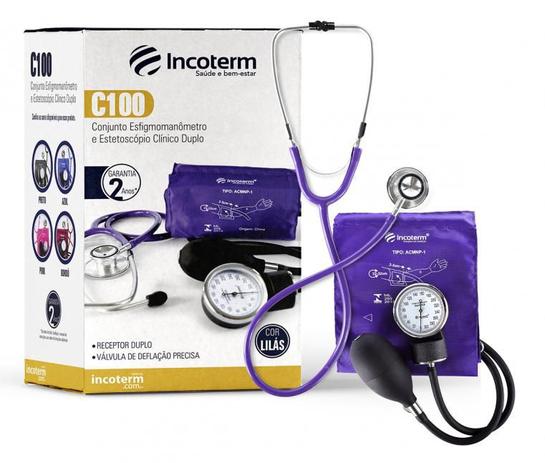 Kit Esfigmomanômetro + Esteto Duplo + Bolsa Incoterm Roxo Menor preço em Kit Esfigmomanômetro + Esteto Duplo + Bolsa Incoterm Roxo
