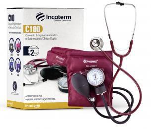 Kit Esfigmomanômetro + Esteto Duplo + Bolsa Incoterm Vinho Menor preço em Kit Esfigmomanômetro + Esteto Duplo + Bolsa Incoterm Vinho
