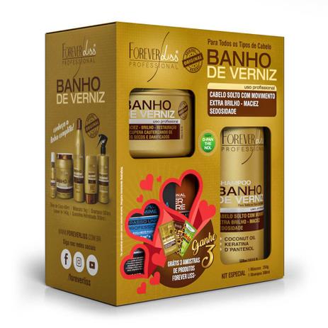 Kit Especial Banho de Verniz Forever Liss com Shampoo 300ml Máscara 250g -