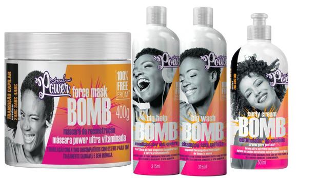 Kit Especial Soul Power Cachos Linha Bomb 4 Produtos Menor preço em Kit Especial Soul Power Cachos Linha Bomb 4 Produtos