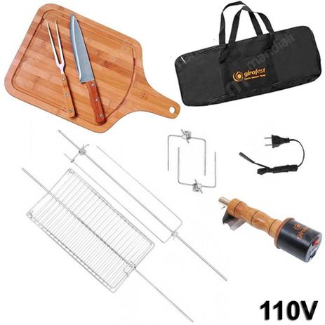 Kit Espeto Giratorio Eletrico Super Plus com Maleta 110v + Tabua Faca e Garfo Girofest Menor preço em Kit Espeto Giratorio Eletrico Super Plus com Maleta 110v + Tabua Faca e Garfo Girofest