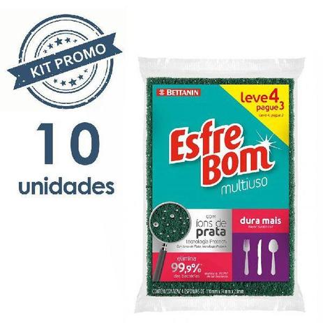Kit Esponja Esfrebom Abrasivo Multiuso com 10 Pacotes de 04 Unidades Bettanin Menor preço em Kit Esponja Esfrebom Abrasivo Multiuso com 10 Pacotes de 04 Unidades Bettanin