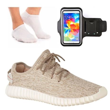 Kit Esporte Tênis Masculino Creme Braçadeira Celular 3 Meias - Adaption Menor preço em Kit Esporte Tênis Masculino Creme Braçadeira Celular 3 Meias - Adaption