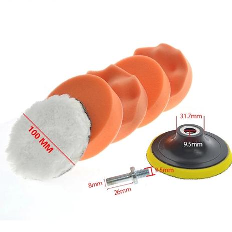 Kit Espuma lã boina polimento 4 Pol. 7 peças adaptador para furadeira - Easy imported Menor preço em Kit Espuma lã boina polimento 4 Pol. 7 peças adaptador para furadeira - Easy imported