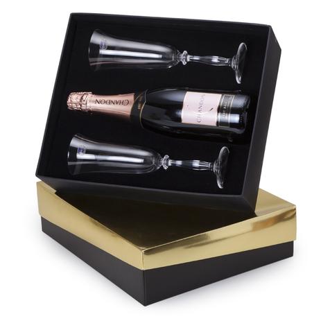 Kit Espumante Chandon Réserve rosé brut 750ml + 2 taças de cristal - 151 Menor preço em Kit Espumante Chandon Réserve rosé brut 750ml + 2 taças de cristal - 151
