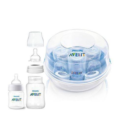 Kit Esterilizador de Mamadeiras + 2 Mamadeiras Clássicas 125ml e 260ml - Avent Menor preço em Kit Esterilizador de Mamadeiras + 2 Mamadeiras Clássicas 125ml e 260ml - Avent
