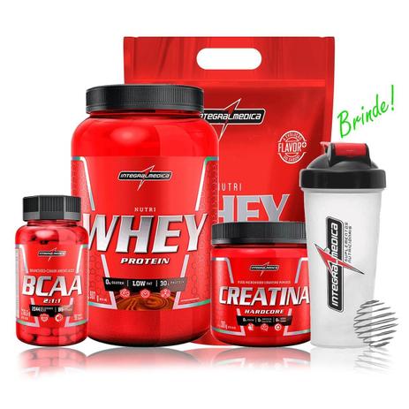 Kit Estrela Nutri Whey Protein Refil Pote Creatina Bcaa Coq - Integral medica Menor preço em Kit Estrela Nutri Whey Protein Refil Pote Creatina Bcaa Coq - Integral medica