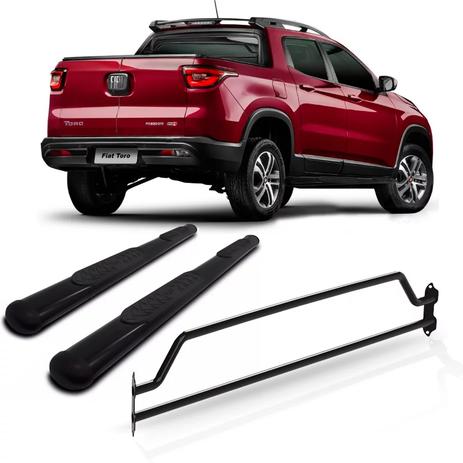 Kit Estribo Lateral Fiat Toro Preto + Grade Do Vigia - Ccf Menor preço em Kit Estribo Lateral Fiat Toro Preto + Grade Do Vigia - Ccf