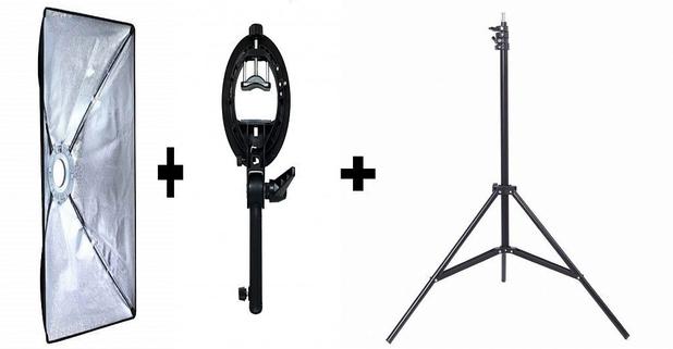 Kit Estúdio Suporte Mão p/ Flash Speedlit e Tocha Bowens Tripé 2m e Softbox 60x90cm - Oem Menor preço em Kit Estúdio Suporte Mão p/ Flash Speedlit e Tocha Bowens Tripé 2m e Softbox 60x90cm - Oem