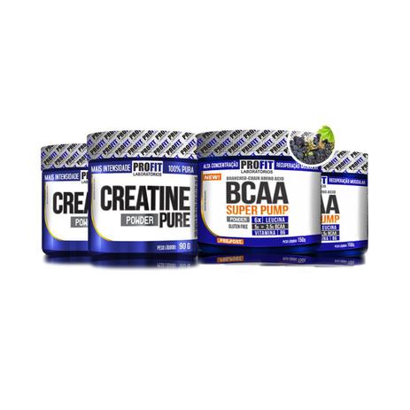 Kit Explosão e recuperação Muscular Profit - 2x Creatina Pure 90g + 2x BCAA Super Pump 150g Menor preço em Kit Explosão e recuperação Muscular Profit - 2x Creatina Pure 90g + 2x BCAA Super Pump 150g