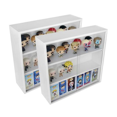 Kit Expositor para funko pop MDF (3 vãos) branco - 2 unidades - Dom móveis Menor preço em Kit Expositor para funko pop MDF (3 vãos) branco - 2 unidades - Dom móveis