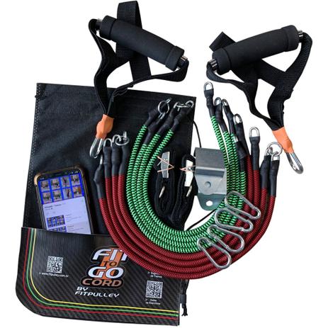 Kit Extensor Treino Ginastica Musculação Em Casa FITtoGO Seguro 80kg elástico revestido - Fitpulley Menor preço em Kit Extensor Treino Ginastica Musculação Em Casa FITtoGO Seguro 80kg elástico revestido - Fitpulley