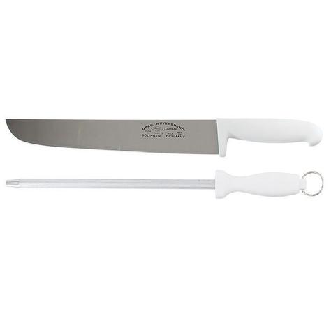 Kit Faca Açougueiro Para Carne 12 Polegadas E Chaira Estriada 12 Poleg. Cabo Branco Em Inox Corneta Menor preço em Kit Faca Açougueiro Para Carne 12 Polegadas E Chaira Estriada 12 Poleg. Cabo Branco Em Inox Corneta