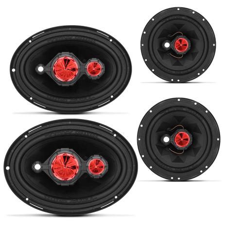 Kit Fácil Bomber Alto Falante 6” 100W RMS Coaxial + Alto Falante 6x9” 140W RMS Triaxial Par Menor preço em Kit Fácil Bomber Alto Falante 6” 100W RMS Coaxial + Alto Falante 6x9” 140W RMS Triaxial Par