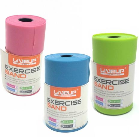 Kit Faixa Elastica com 3 Rolos 12 M Tensao Forte + Media + Leve Liveup Menor preço em Kit Faixa Elastica com 3 Rolos 12 M Tensao Forte + Media + Leve Liveup