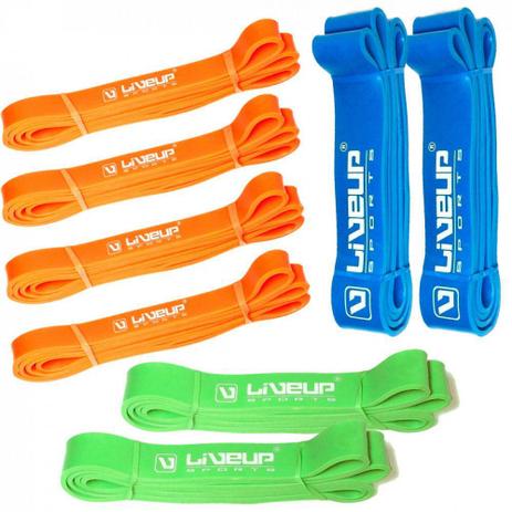Kit Faixa Elastica Super Band 2 Fortes + 2 Medias + 4 Leves Liveup Menor preço em Kit Faixa Elastica Super Band 2 Fortes + 2 Medias + 4 Leves Liveup